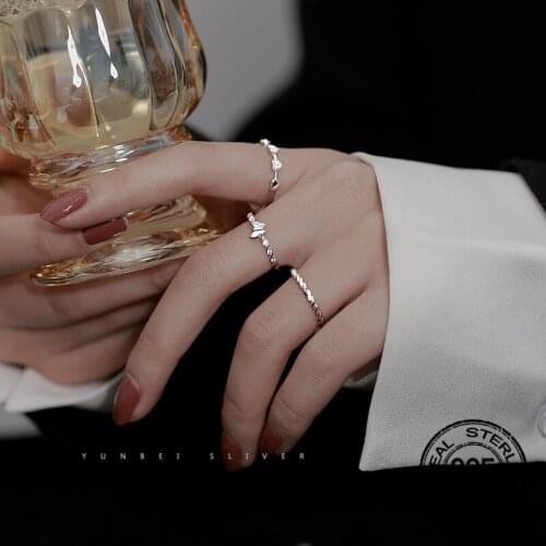 925 Sterling Silver Cross Butterfly Heart Rings For Women Opening Adjustable Korea Fashion Trendy Girlfriend Gift Jewelry INEFFA