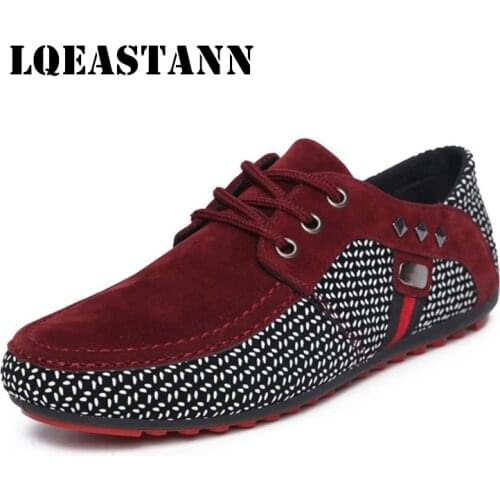 Autumn sports driving shoes mens flat shoes non-slip lace-up casual shoes fashion Korean soft-soled loafers moccasin