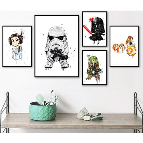 Cartoons Star Wars Canvas Art Poster and Print Disney Movie Canvas Paintings on The Wall for Living Room Home Decor Picture