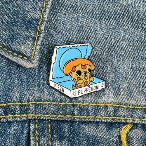 Cartoon fun food pizza expression enamel brooch pin custom alloy badge cowboy clothes bag accessories cute sweet jewelry gift