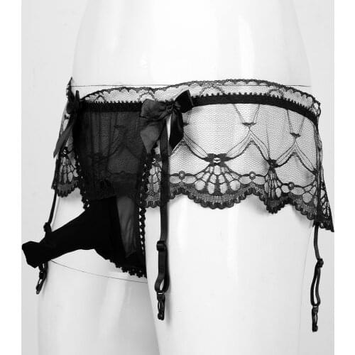 Mens Sexy Sissy Gay Lingerie Panties JJ Penis Pouch Costumes Bulge Briefs with Bowknot Low-waisted Exotic Underwear Underpants