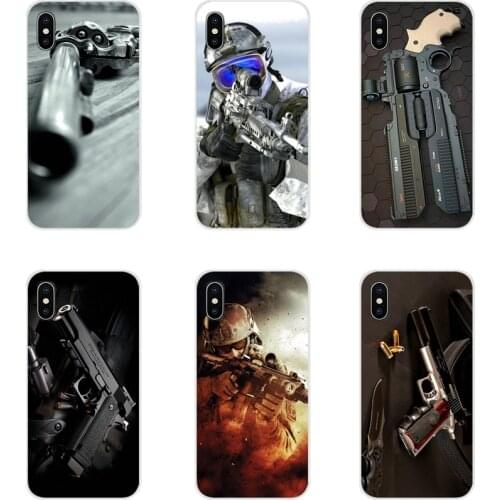 Army Fan Weapons Guns Transparent Soft Shell Covers For Samsung Galaxy S3 S4 S5 Mini S6 S7 Edge S8 S9 S10 Lite Plus Note 4 5 8 9
