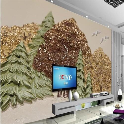 Beibehang Customize any size mural wallpaper 3D landscape painting relief background wall woods 3D background wall murals