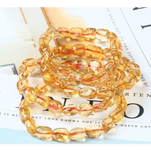 Genuine Natural Yellow Citrine Quartz Clear Faceted Beads Bracelet Beads Stretch 9x7mm Crystal For Women Men Wealthy Stone AAAAA