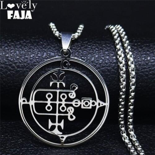 Stainless Steel Demon Seal Necklace for Men/Women Silver Color Satan GAAP Chain Necklaces Pendants Jewery colier femme N1254S03