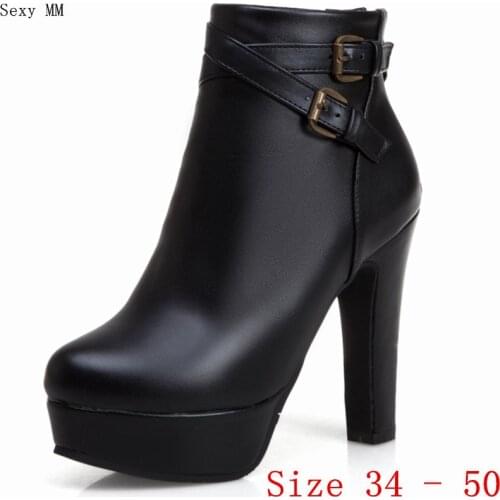 Spring Autumn Women Platform Ankle Boots Woman Short Boots High Heel Shoes Plus Size 34 - 40 41 42 43 44 45 46 47 48 49 50