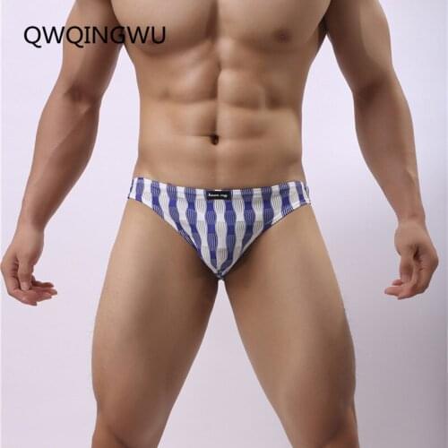 Sexy Men Underwear Striped Mesh Briefs Sexy Sheath Underwear Mens Pouch Penis Transparent Bikini Mens Sexy Mesh Summer Briefs