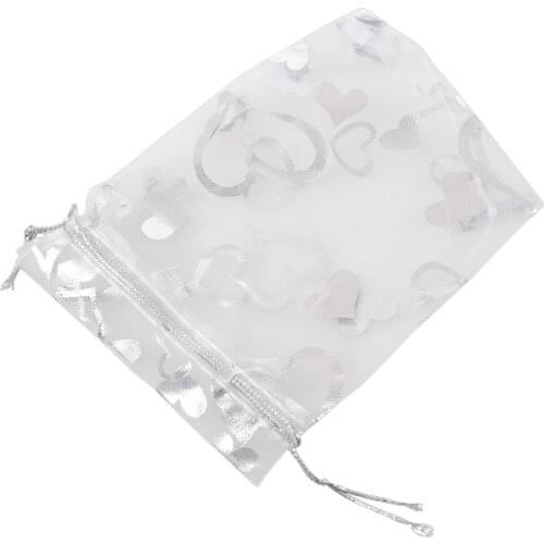25X Silver Organza Wedding Favor Gift Bag Pouch 12x10cm