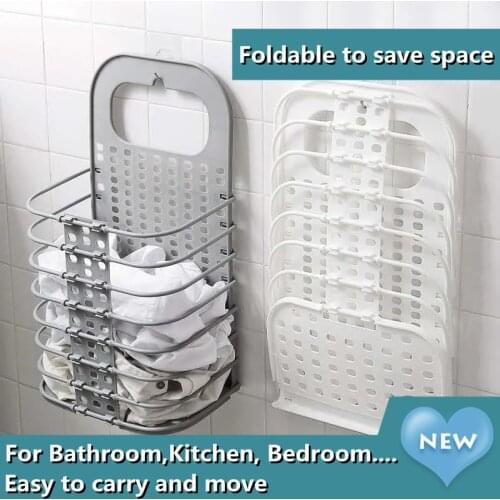 Foldable Dirty Clothes Laundry Storage Basket Wall Hanging Hamper Organizer Racks Washing Laundry Accessories Save Space Shelves