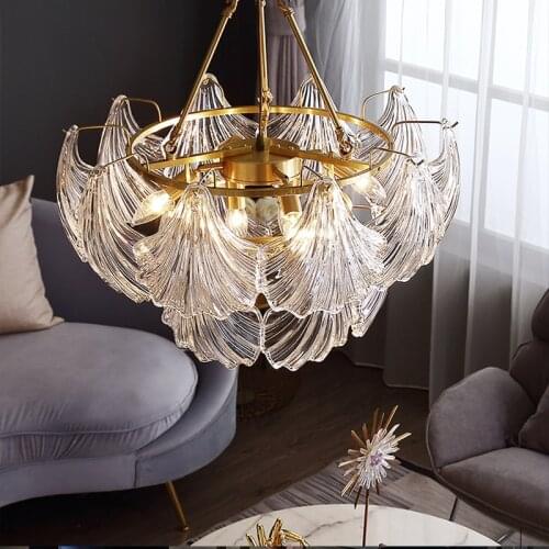 Postmodern Light Luxury Shell Living Room Lamp Creative Simple Dining Room Glass Chandelier Nordic Bedroom Lamp