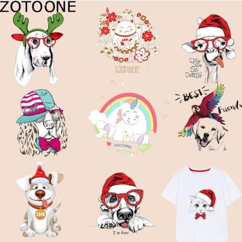 ZOTOONE Cute Animal Dog Unicorn Patch Cat Stickers Iron on Patches for Clothing T-shirt Heat Transfer Diy Accessory Appliques G