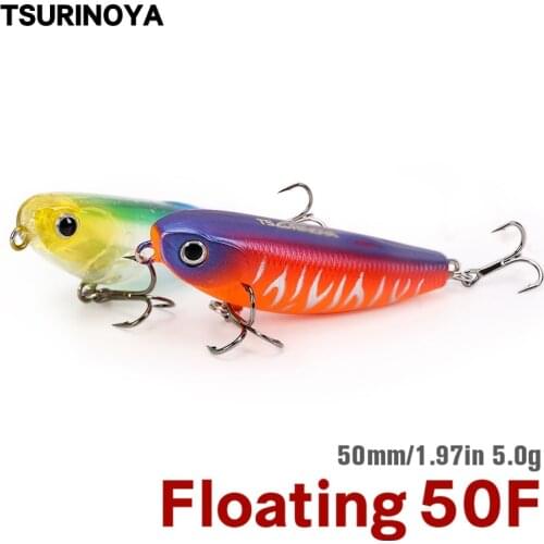 TSURINOYA Topwater Fishing Lure DW62 50mm 5g Floating Pencil Artificial Bait Hard Bait Bass Pike Trout Wobbler Fishing Tackle