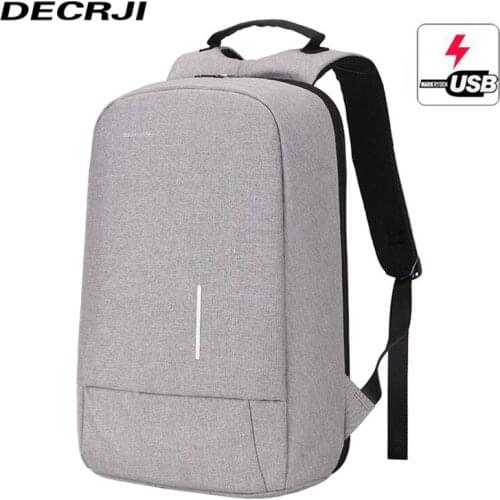 DECRJI New Large Capacity Women Men Backpack Schoolbag USB Charging Back Pack Laptop Bagpack Unisex Rucksack Backpack Travel Bag