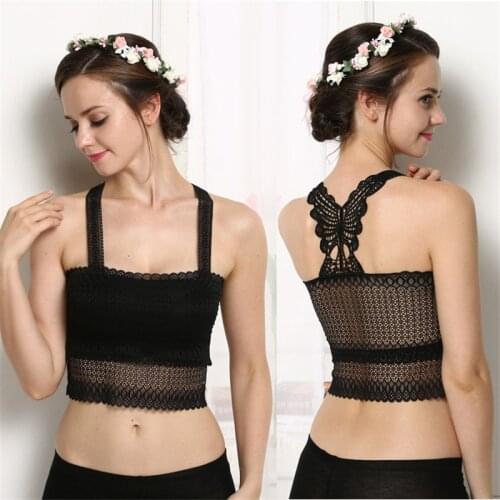 Sling anti-lighting sexy female tube top butterfly beauty back sexy temptation diamond lace bottoming women wrapped chest