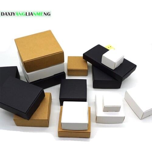 100pcs 4x4x2/2.5/5.5/7x7x2.2/8/9x8.6x1.6cm Kraft Paper present Boxes Wedding Gift Packaging Box For Jewelry Handmade Soap Cakes