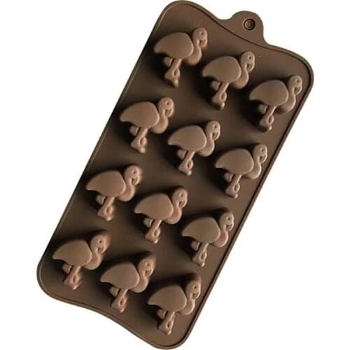 12-Cavity Flamingos Shaped Silicone Chocolate Mold Soap Form Aromatherapy Plaster Mould Candy Bar Fondant Molds Cake Decorating