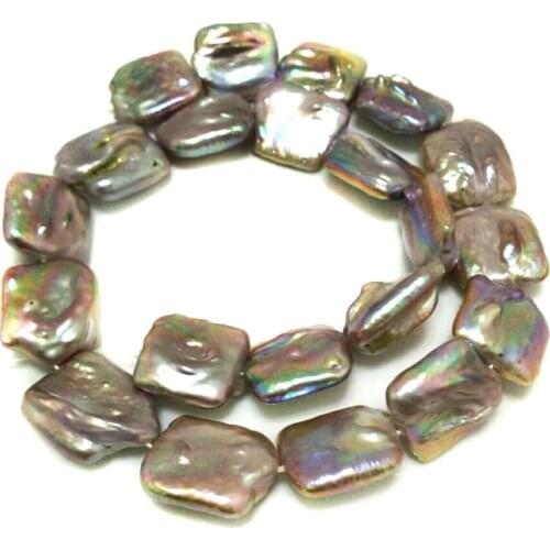 16 inches AA 16-20mm Natural Lavender Flat Square Large Baroque Pearl Loose Strand