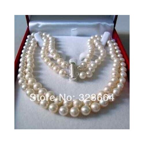 2 Rows 8-9 MM AKOYA SALTWATER PEARL NECKLACE