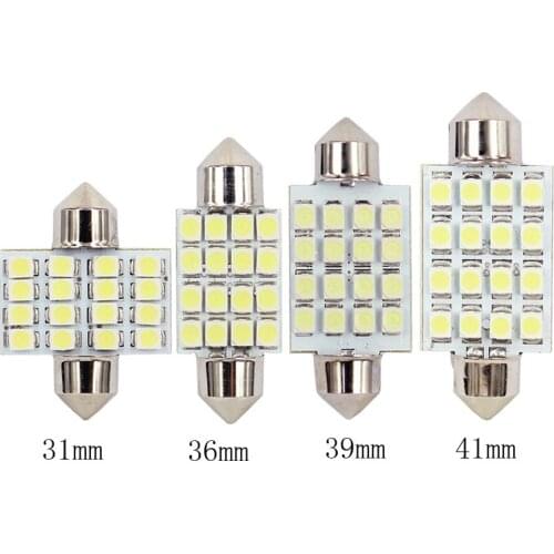 4PCS Festoon 31/36/39 41MM 16SMD Car LED Reading License Plate Ceiling Light Bulbs Interior Dome Festoon Lamp Auto Roof White
