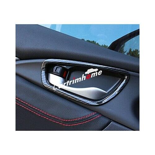 Carbon Fiber Style Inner Door Handle Bowl Cover Trim 4pcs For Honda Civic 16-17