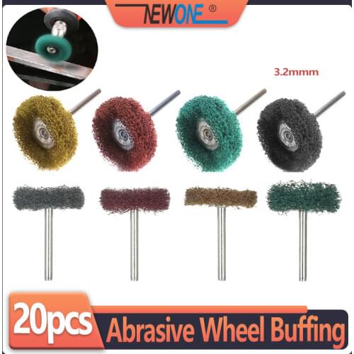 20 Pieces 1/8" 3.2mm Shank Abrasive Wheel Buffing Polishing Metal Surface Wheels fits Rotary Tool Dremel Accessories