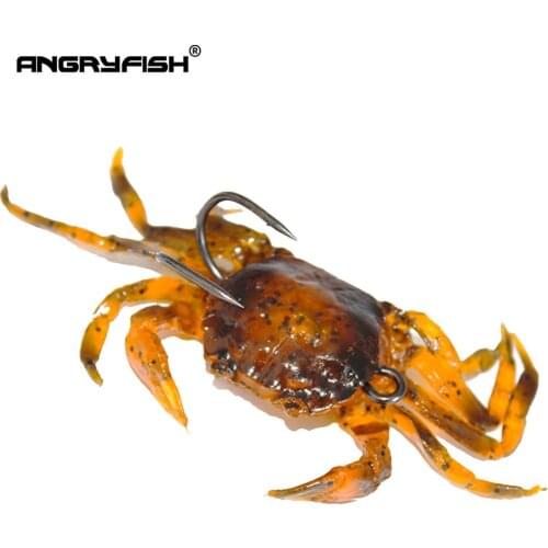 ANGRYFISH 1Pcs Soft Fishing Lures Artificial Bait Crab with Sharp Hooks Sea Creature Fake Bait