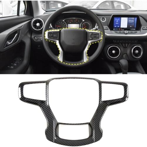 For Chevrolet Blazer 2019 2020 Accessories ABS Carbon Fiber Interior Steering Wheel Decorative Cover Trim Car Styling