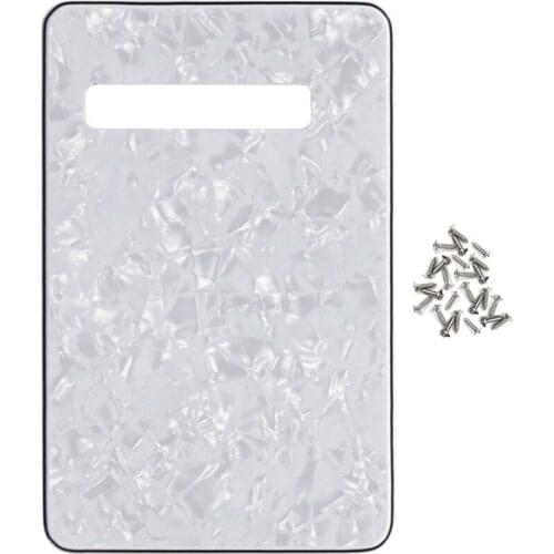 FLEOR No Screw Hole Tremolo Cover Guitar Back Plate White Pearl 4Ply with Screws