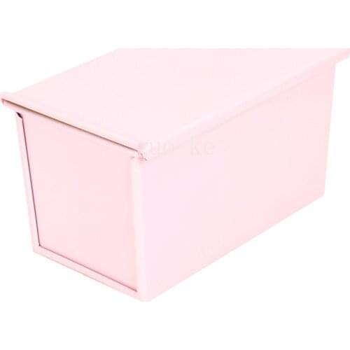 CHEFMAD Pink Non-stick Slide with Lid Toast Box Stainless Steel Rectangular Household Bread Mould 450g Mold Baking Supplies