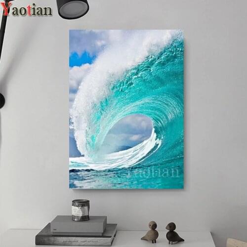 Full square round diamond painting Sea wave landscape diamond embroidery cross stitch kit rhinestone mosaic diamond mazayka