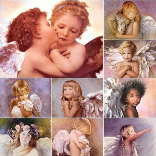 5D DIY Diamond Embroidery Angel Full Square Diamond Painting Kids Mosaic Cross Stitch Portrait Rhinestone Art Picture Home Decor