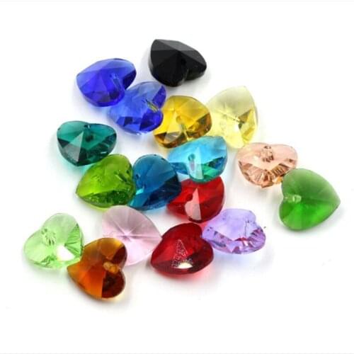 Mixed Color 2000pcs /lot 14mm Crystal Heart Pendant Crystal Parts Hanging Crystal Drop Prism Part Suncatcher For Wedding & DIY