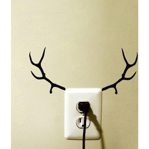 KUCADA Black Creative DIY Antlers Switch Wall Stickers Home Decoration Wallpaper JG1926