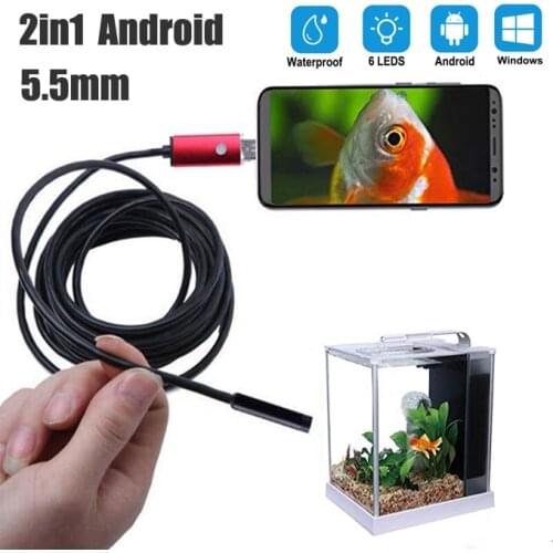 Mini Endoscope Camera 5.5mm 2m 1m 5m Flexible Hard Cable Snake Borescope Inspection Camera for Android Smartphone PC