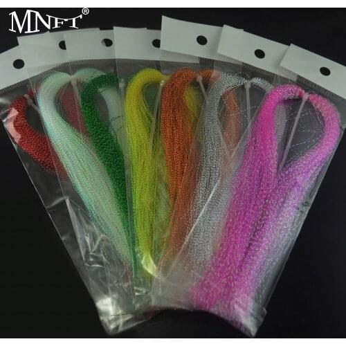 MNFT 50Pcs Fly Fish Feather Line Jig Hook Twisted Flash Holographic Tinsel Fly Fishing Crystal Tying Material Thread DIY