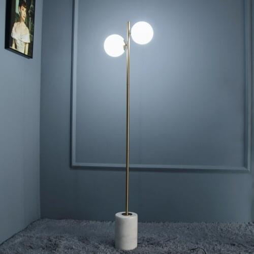 Marble Floor Lamp Marble Floor light Decoration Lighting Double White Glass Shade Brass Color Simple Design Lighting