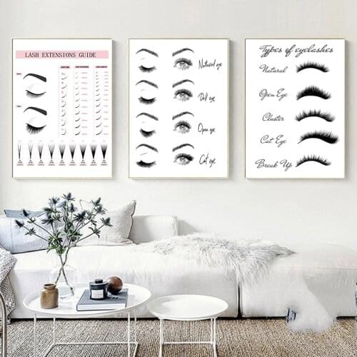 Lash Extensions Technician Guide Canvas Painting Scandinavian Eyelash Posters and Prints Wall Art Picture for Living Room Decor