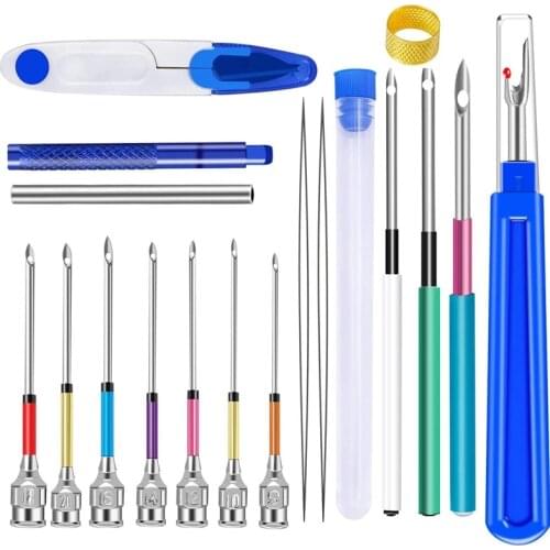 Nonvor 18 Pieces Knitting Embroidery Punch Threader Needle Pen Tool, Cross Stitch Tools Kit, Scissors For Beginners