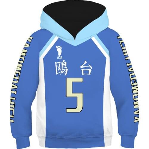 New Anime Haikyuu Korai Hoshiumi Cosplay Costumes Sweatshirt Kids Child Pullover Hooded Jacket Street Hoodies Sportswear