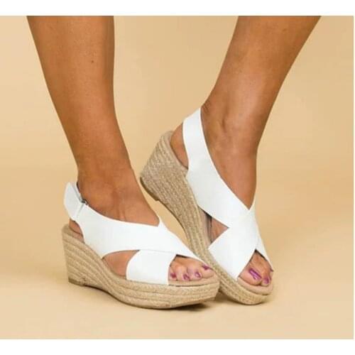 Zapatos de cuña para mujer, Sandalias de tacón alto, chanclas, plataforma, de talla grande 34-43, para verano, 2021