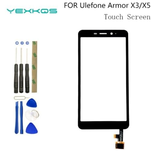 Original Black For Ulefone Armor X3 Touch Screen Panel Repair Parts 5.5''For Ulefone Armor X5 Touch Panel With Tools + Adhesive