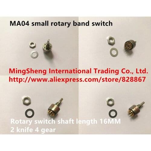 Original new 100% import MA04 small rotary band switch 2 knife 4 gear rotary switch shaft length 16MM