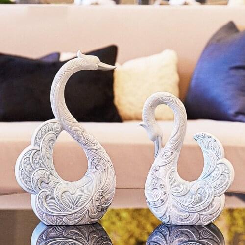 SIMPLE MODERN RESIN SWAN ORNAMENTS WEDDING GIFTS HOME LIVINGROOM TABLE FURNISHING CRAFTS HOTEL OFFICE DESKTOP FIGURINES DECOR