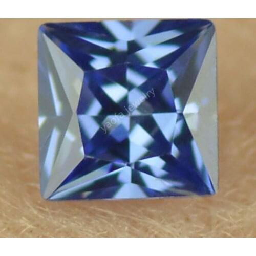 Sale 2x2~12x12mm 5A Light Blue Tanzanit-e Color Cubic Zircon Stone Square Princess Shape Cut Loose Synthetic CZ Gems For Jewelry