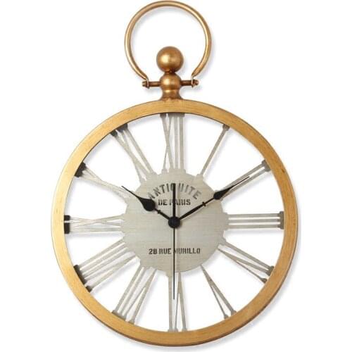 Luxury Large Wall Clock Retro Living Room Bedroom Gold Metal Home Watch American Country Art Clocks Wall Home Decor Shabby Chic