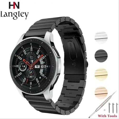 20 22mm Watch Band Full Solid Stainless Steel Replacement Smart Watch Link Bracelet for Samsung Gear S2 S3 Galaxy Watch 42 46mm