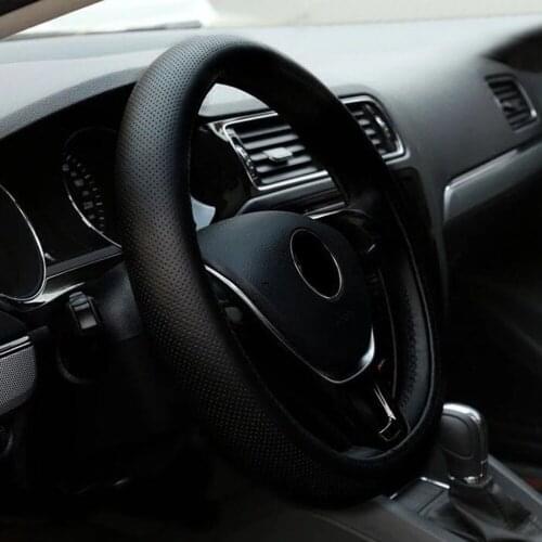 Universal PU Leather Car Auto Steering Wheel Cover With Needles And Thread Breathability Skid-Proof Vehicle Cover