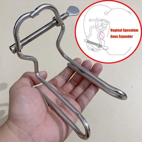 Stainless Steel Vaginal Speculum Anal Clamp Expander BDSM Extreme Anus Butt Plug Ass Trainer Clean Enema Sex Product For Couple