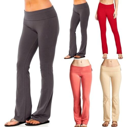 Women Solid Color High Waist Wide Leg Long Pants Yoga Dance Trousers Wide Leg For Yoga Running Jogging Running Activewear
