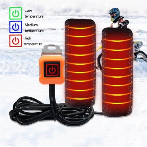 1 Set 12V Motorcycle 3-Gear Heating Hand Grip Pads Electric Handlebar Sleeves